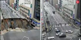 Hanya Dua Hari, Jepang Tuntaskan Jalan Ambles 15 Meter